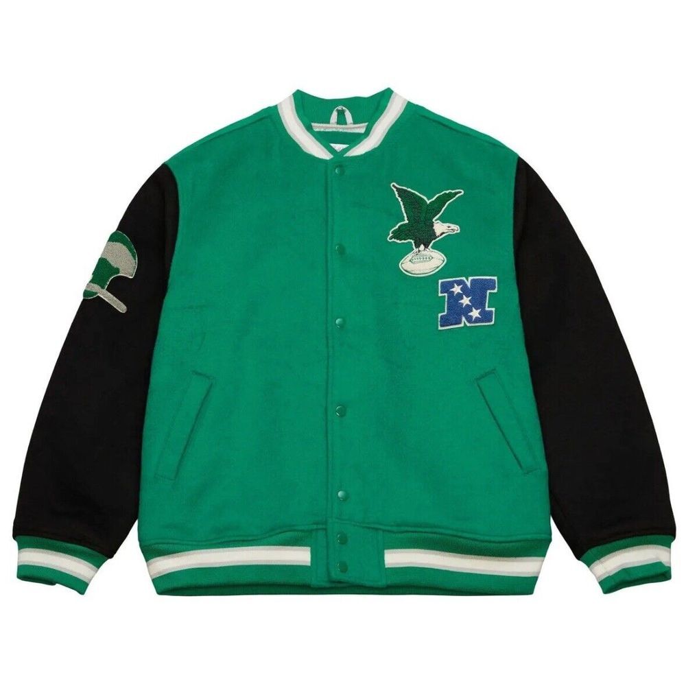 Mitchell Ness Philadelphia Eagles Team‎ Legacy Varsity Jacket Size Large - Green